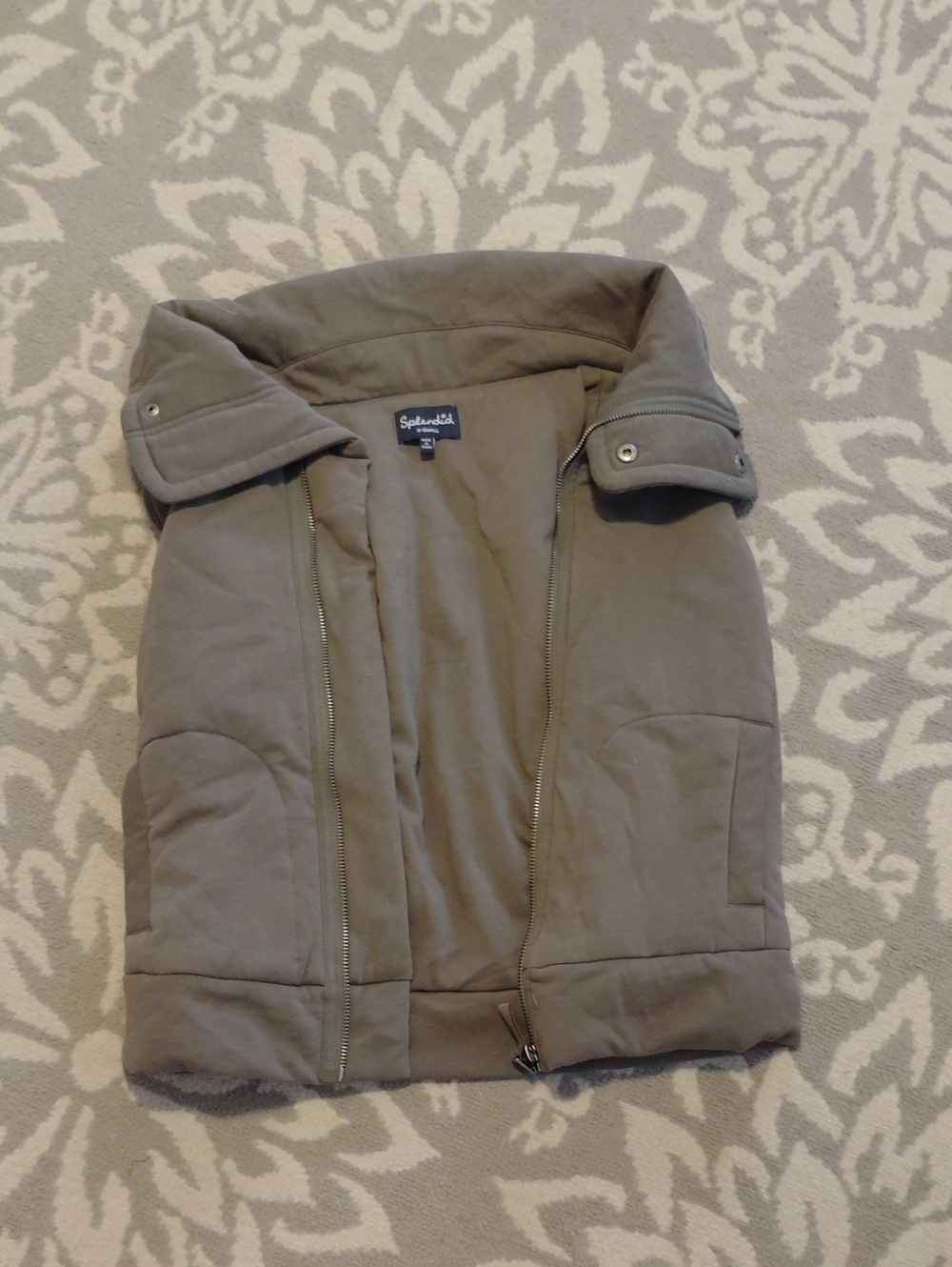 Splendid Womens Olive Green Puffer Vest with High Collar